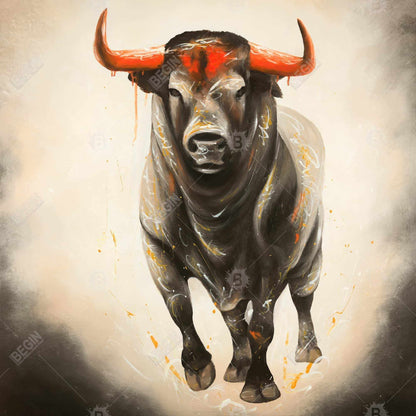 Fierce bull - 08x08 Print on canvas