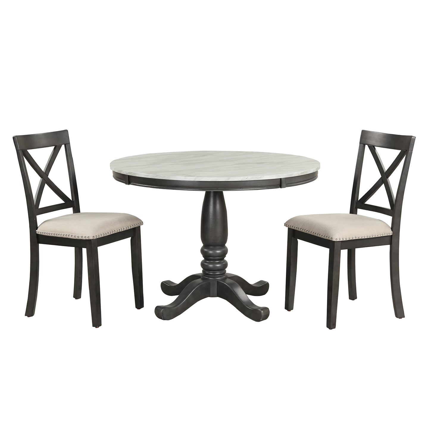 Orisfur. 5 Pieces Dining Table and Chairs Set for 4 Persons, Kitchen Room Solid Wood Table with 4 Chairs