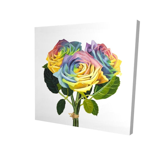 Bouquet of rainbow roses - 08x08 Print on canvas