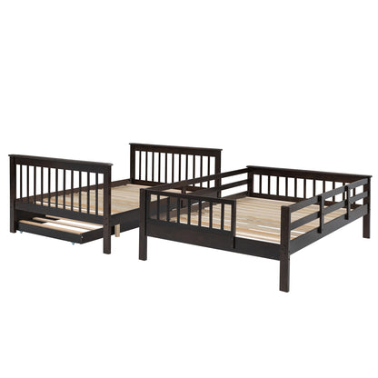 Stairway Full-Over-Full Bunk Bed with Twin size Trundle, Storage and Guard Rail for Bedroom, Dorm - Espresso(OLD SKU :LP001210AAP)