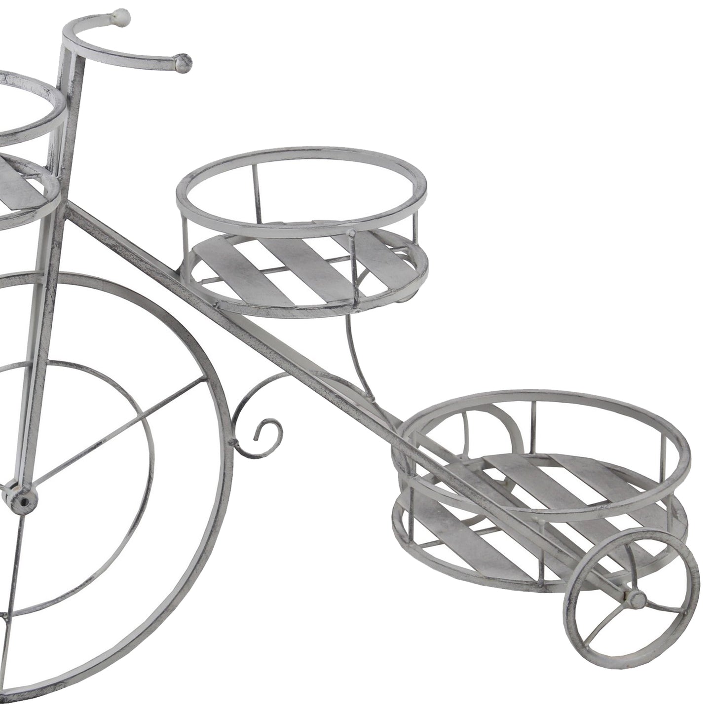 3 Tier Industrial Style Bicycle Design Metal Planter, Washed White