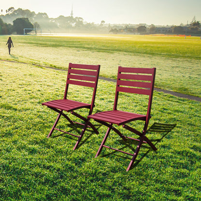 2 Pieces Outdoor Folding Chairs Aluminum Patio Dining Chair Weather-Resistant Lawn Chair