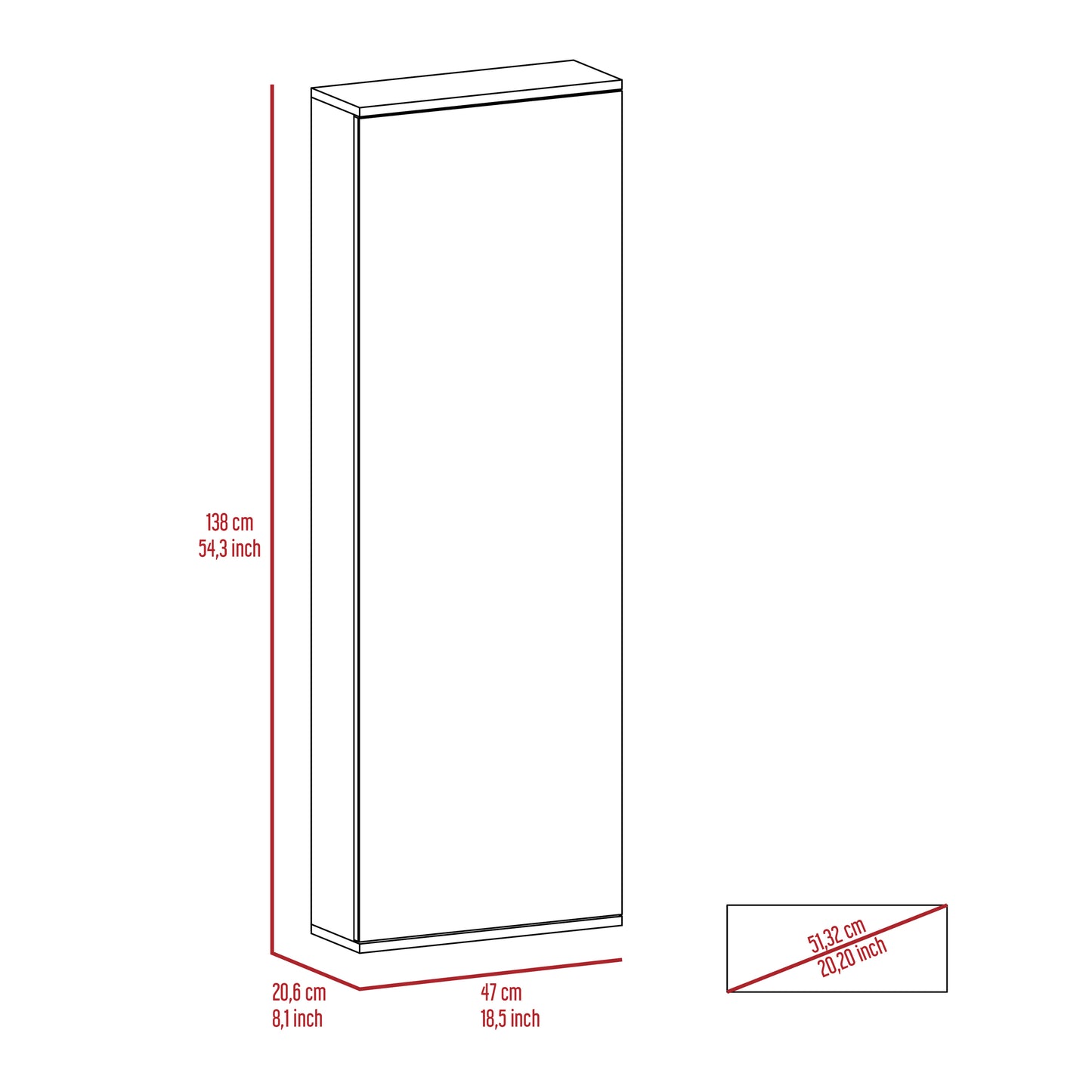 Montauk 5-Shelf Wall Mounted Shoe Cabinet with Mirror Door Light Grey