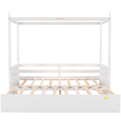 Twin Size Canopy Daybed or Pull-out Platform Bed, White