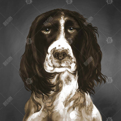 Brown english springer spaniel - 08x08 Print on canvas