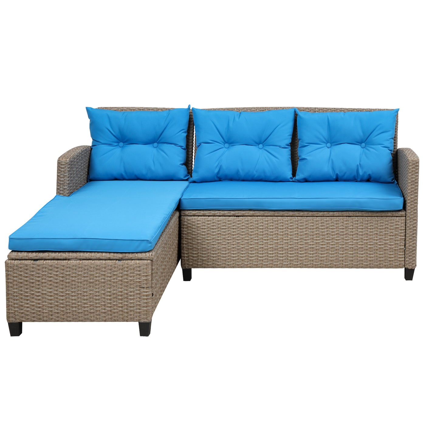 U_STYLE Living room,Outdoor, Patio Furniture Sets, 4 Piece Conversation Set Wicker Ratten Sectional Sofa with Seat Cushions