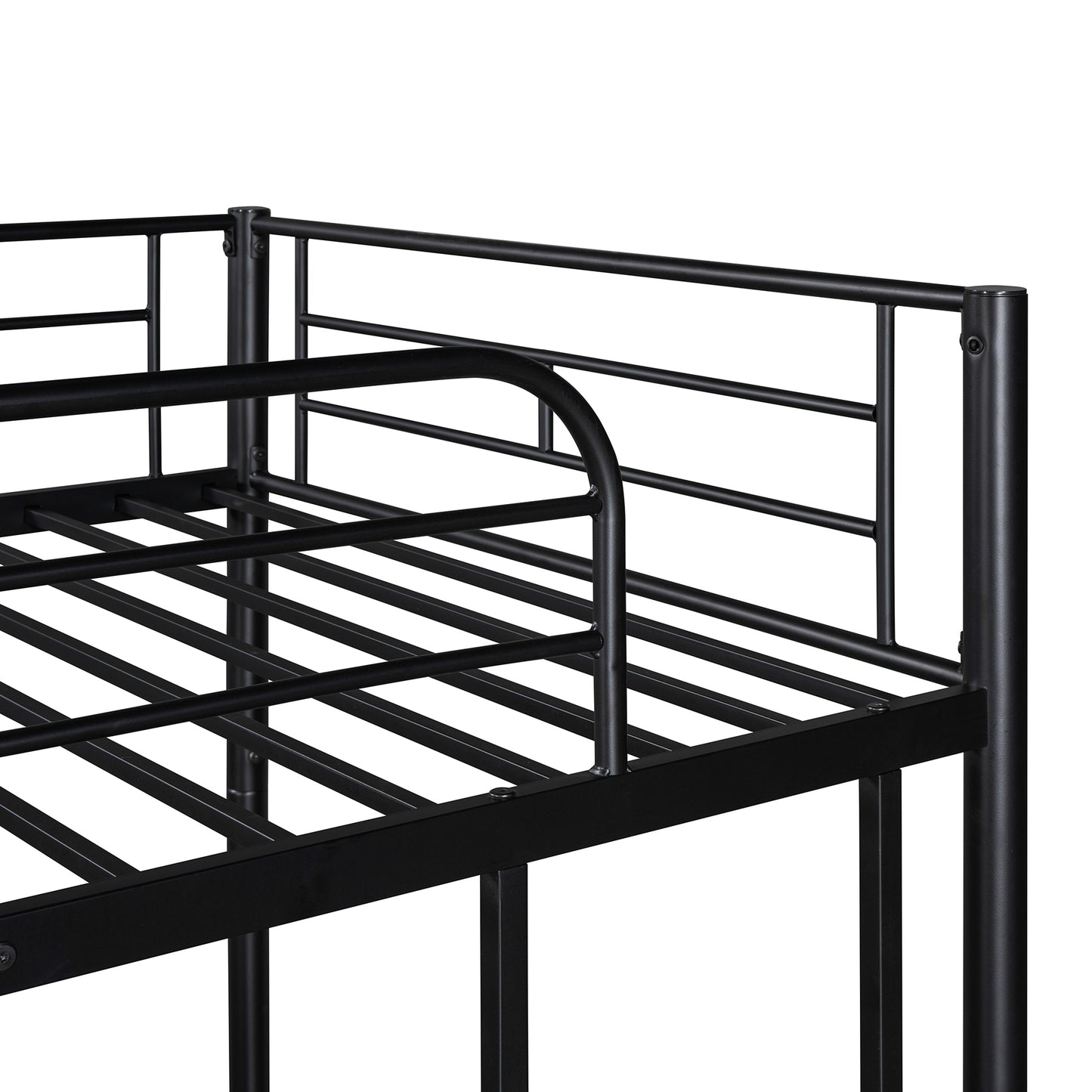 Twin-Over-Twin Metal Bunk Bed With Trundle,Can be Divided into two beds,No Box Spring needed ,Black ( old sku: MF194806AAB )