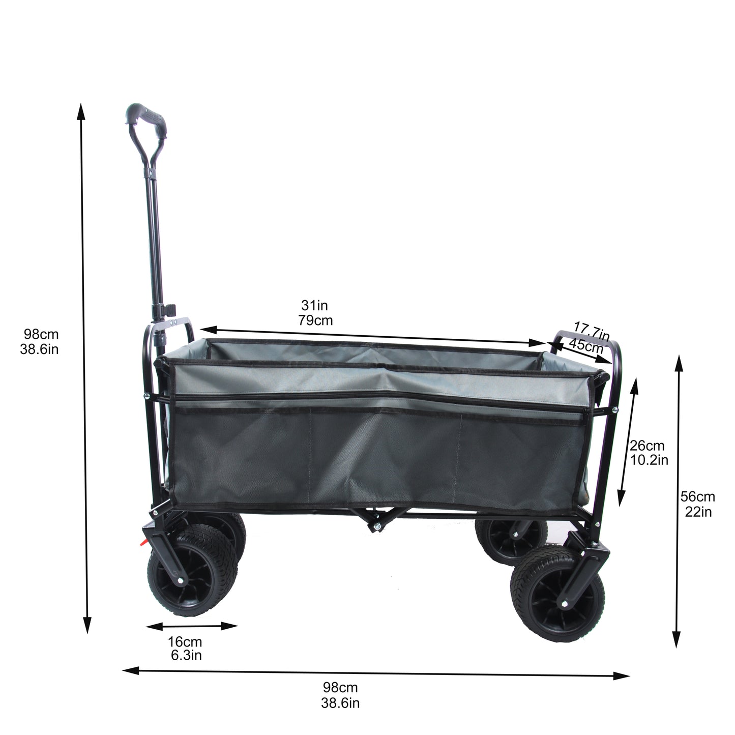 Folding Wagon Garden Shopping Beach Cart (grey)