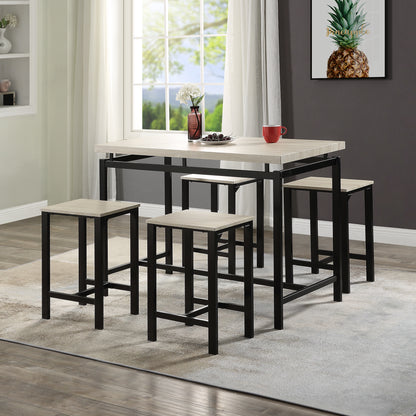 U_STYLE Dining Set, Bar Set, Dining Table with 4 Chairs,5 Piece, with Counter and Pub Height