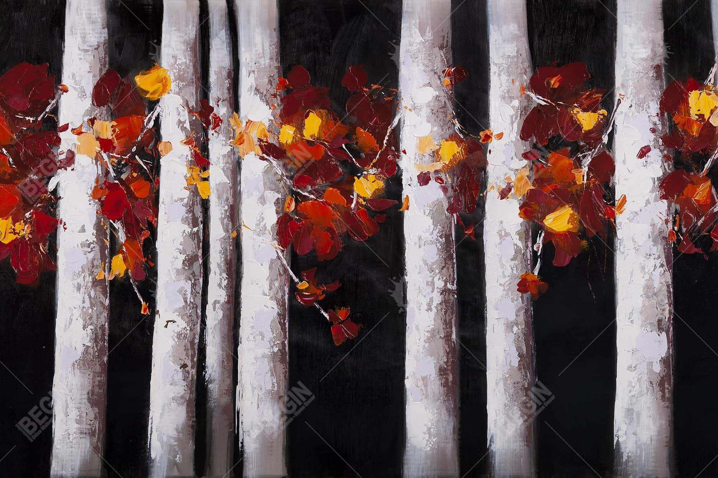 White trees with orange leaves - 20x30 Print on canvas