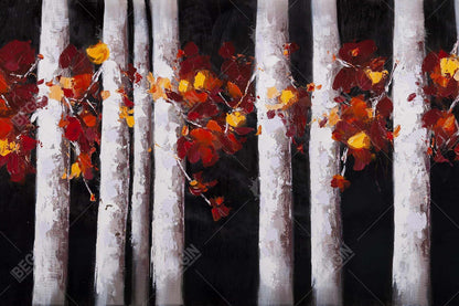 White trees with orange leaves - 20x30 Print on canvas
