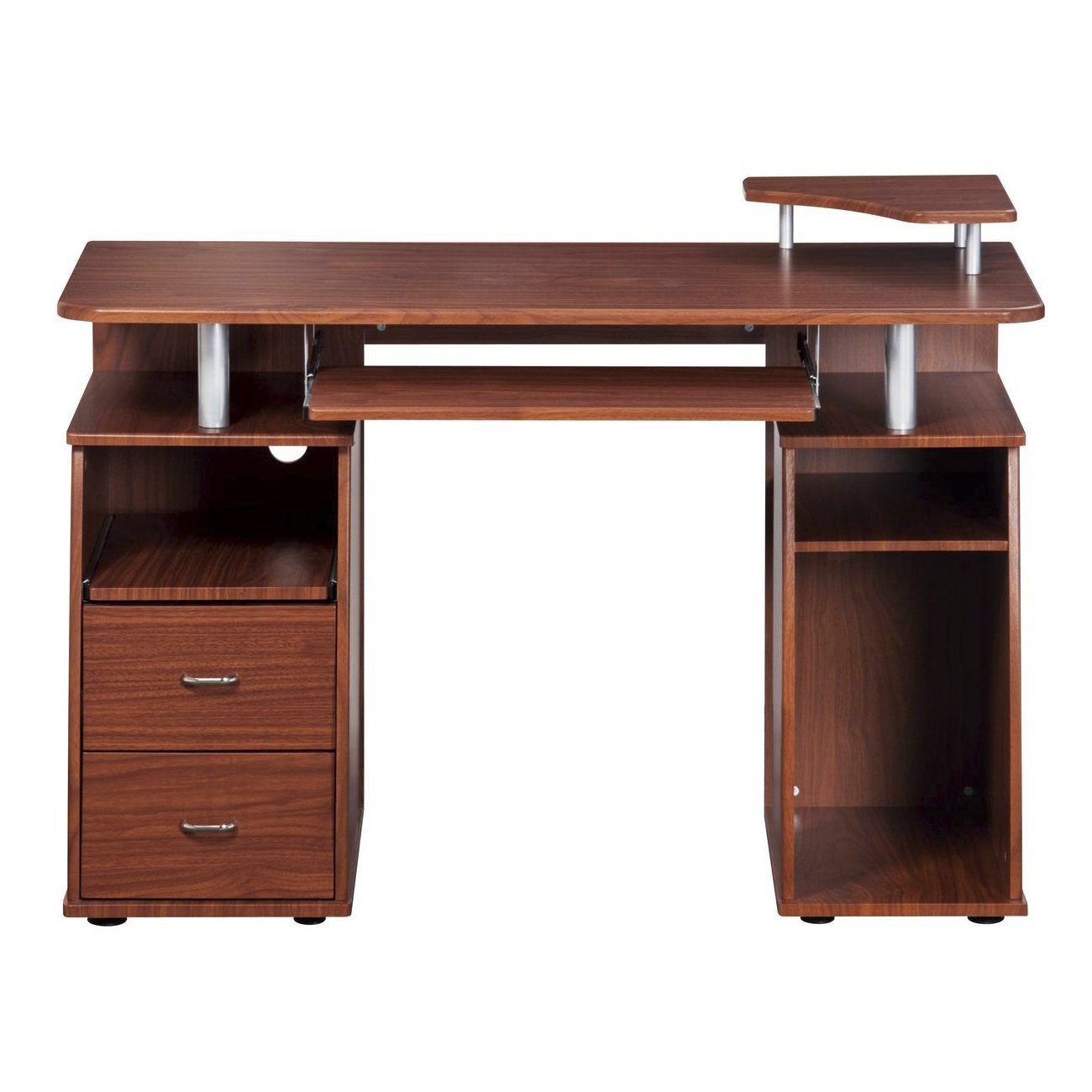 Techni Mobili Complete Computer Workstation Desk With Storage, Mahogany