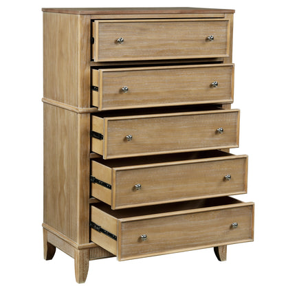 Chic Hazel 5 Drawers Chest Solid Wood