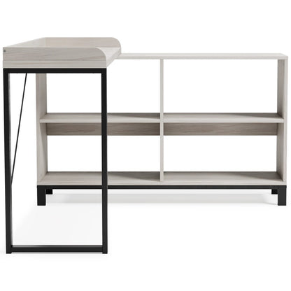 Ashley Bayflynn Casual L-Desk with Open Bookcase in Whitewashed Finish H288-24