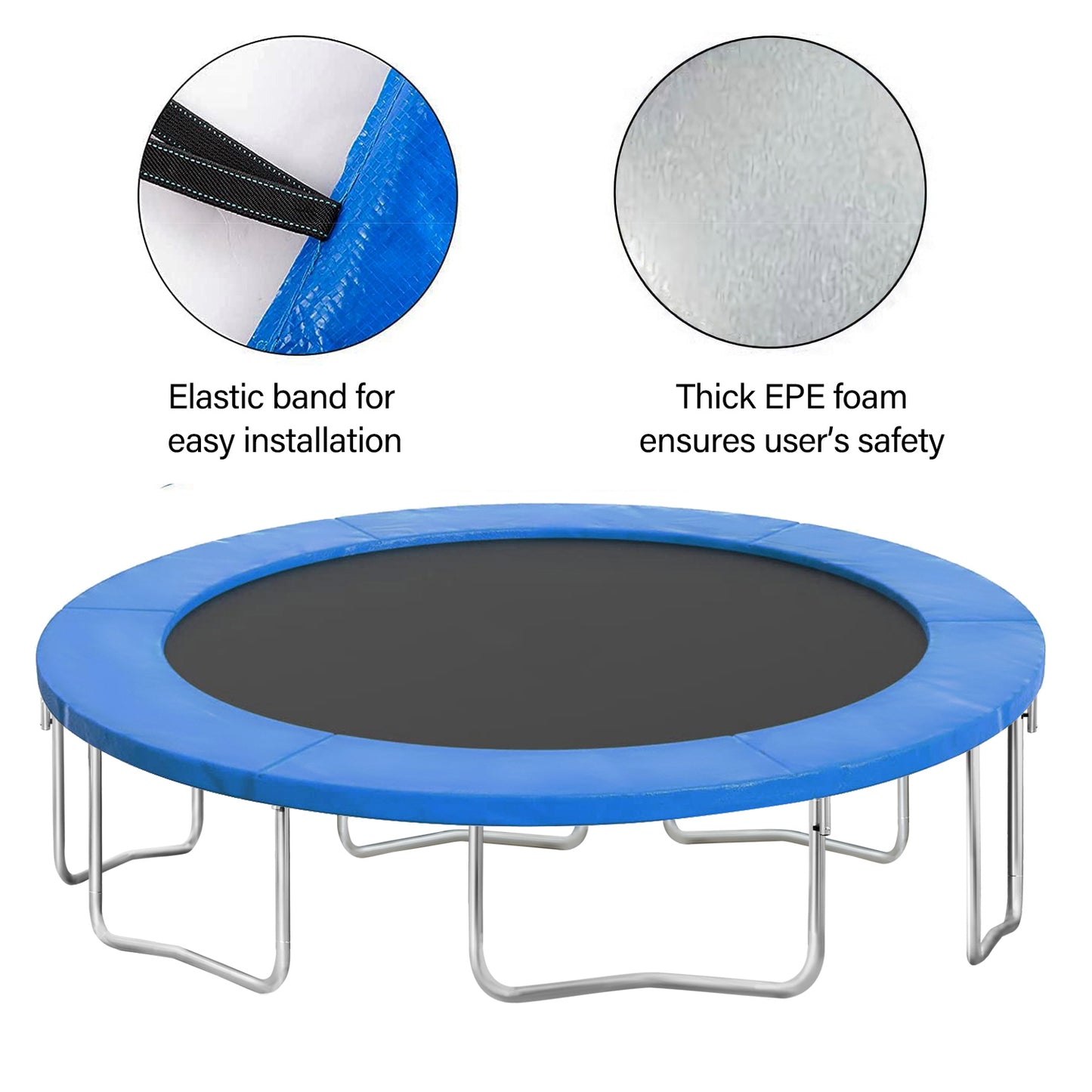 Trampoline Safety Pad for 12ft trampoline - Replacement Spring Cover Pad, No Holes for Poles, Waterproof&UV-Resistant