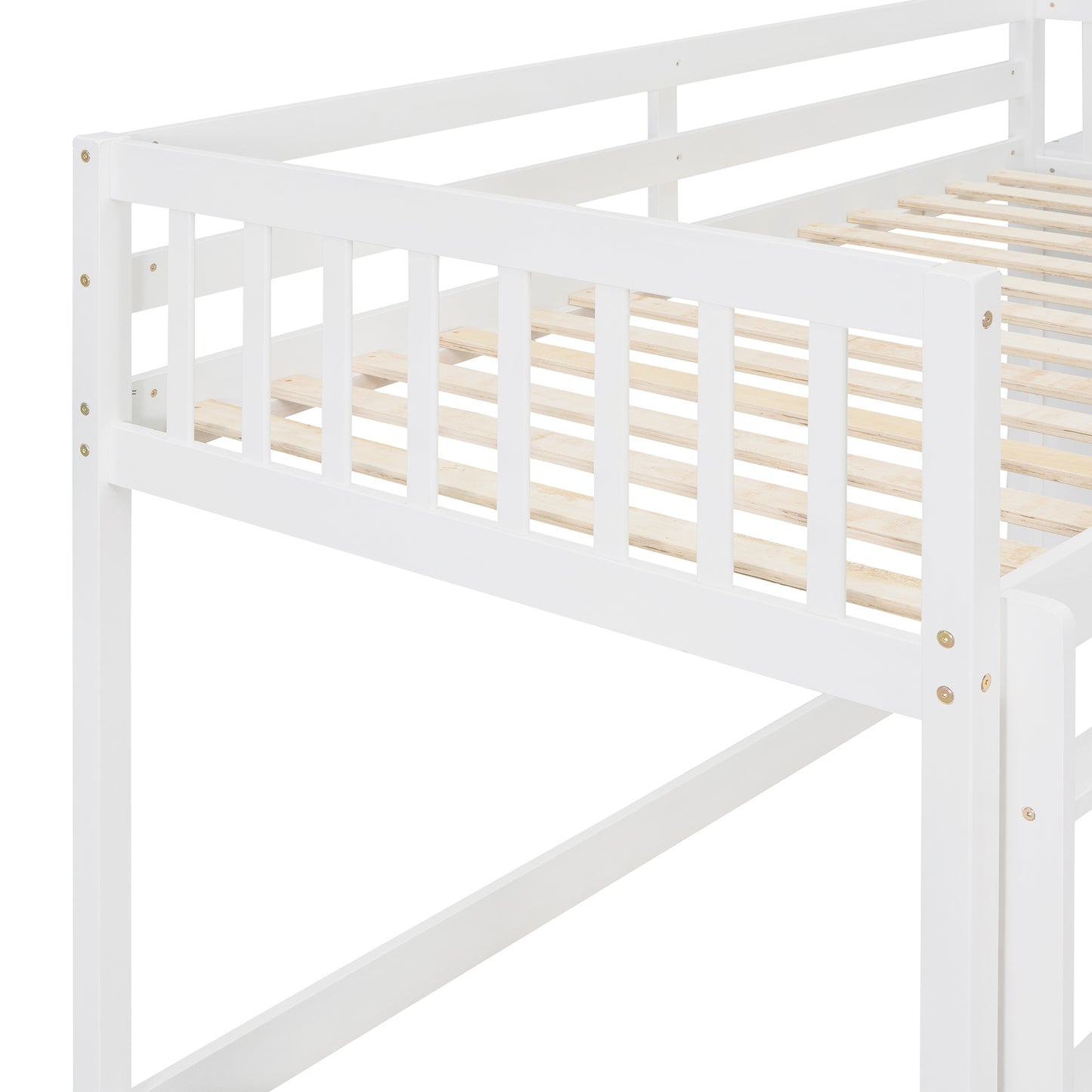 Twin over Twin Bunk Bed with 4 Drawers and 3 Shelves-White（OLD SKU: LP000067AAK）