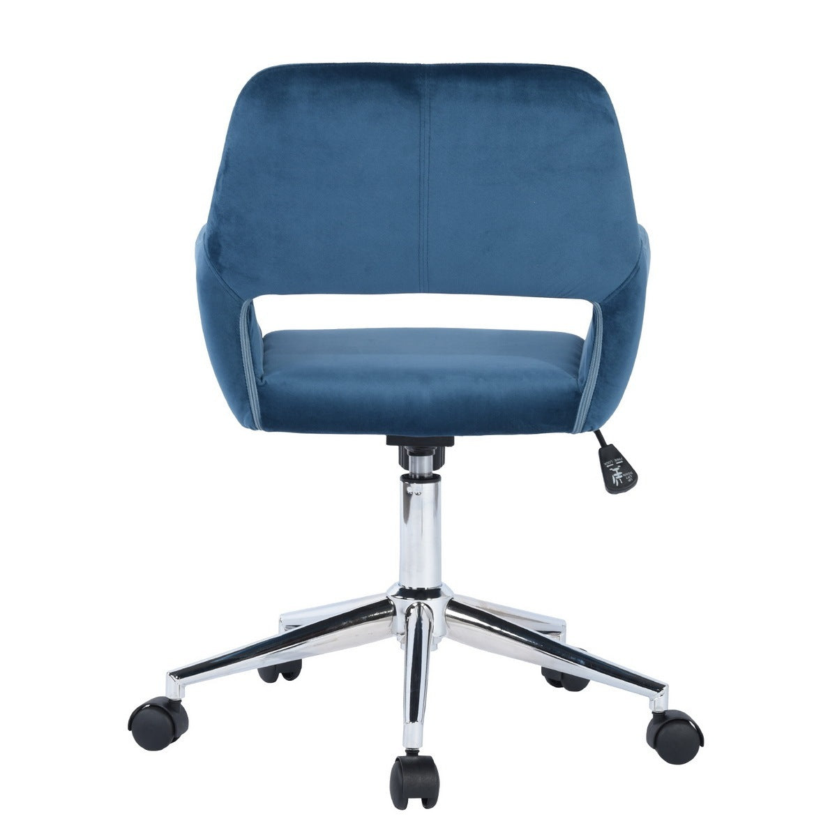 Velvet Upholstered Adjustable Swivel Office Chair, BLUE