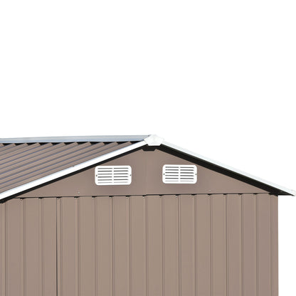 TOPMAX Patio 6ft x4ft Bike Shed Garden Shed, Metal Storage Shed with Adjustable Shelf and Lockable Door, Tool Cabinet with Vents and Foundation for Backyard, Lawn, Garden, Brown