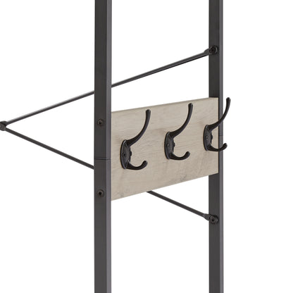 JHX Organized Garment Rack with Storage, Free-Standing Closet System with Open Shelves and Hanging Rod(Grey,43.7’’w x 15.75’’d x 70.08’’h).