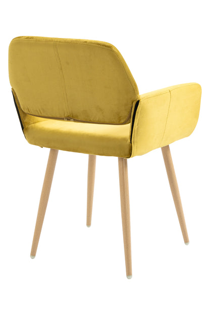 Velet Upholstered Side Dining Chair with Metal Leg(Yellow velet+Beech Wooden Printing Leg),KD backrest