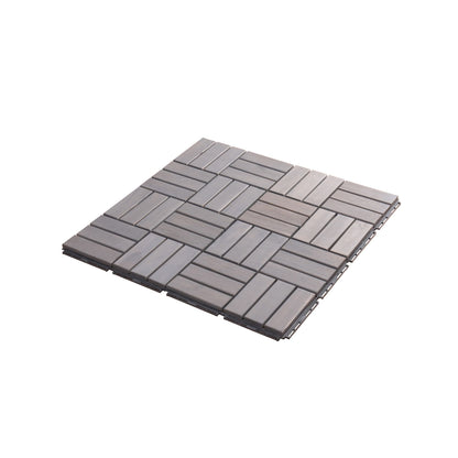 12" x 12" Light Gray Square Acacia Wood Interlocking Flooring Tiles Checker Pattern Pack of 10 Tiles