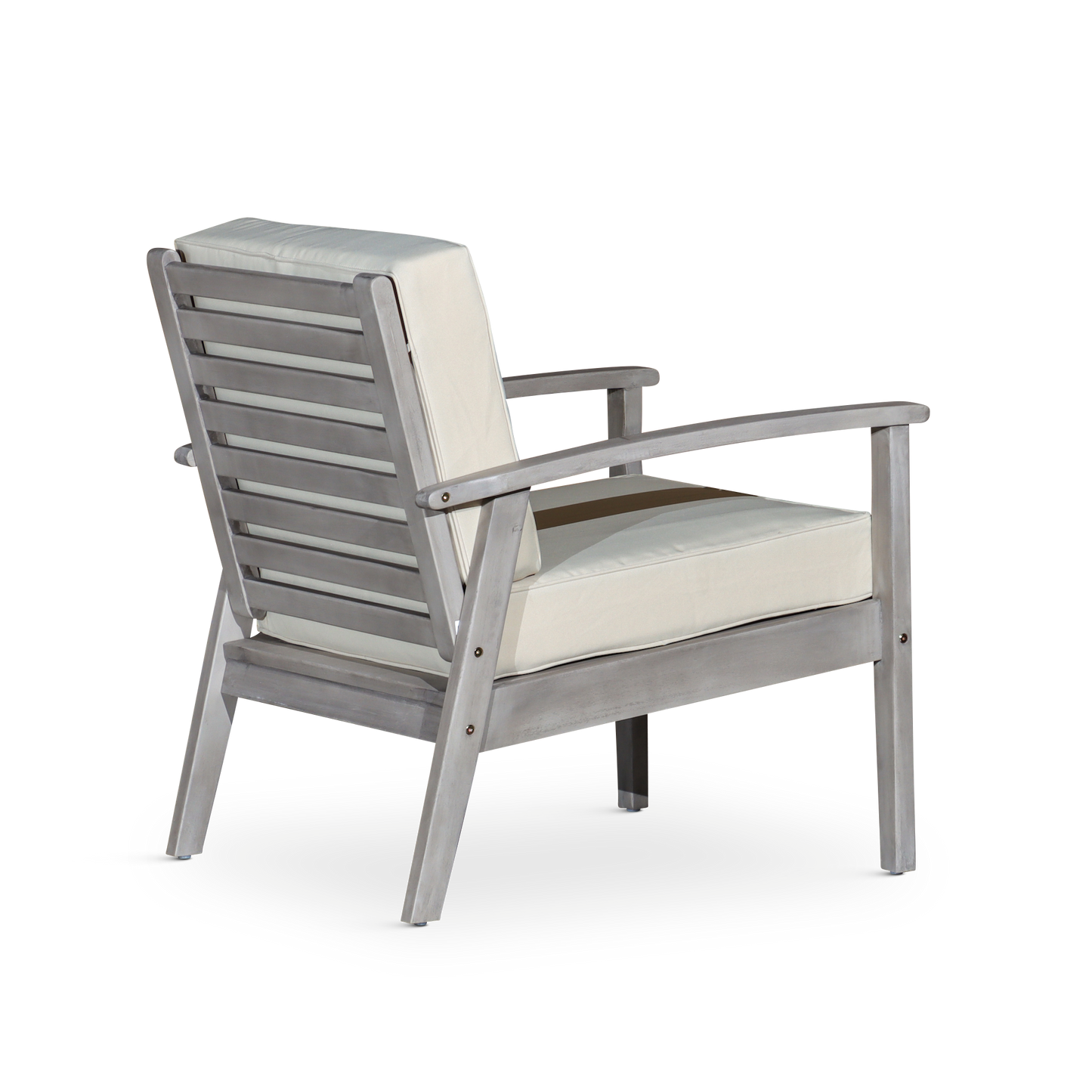 Deep Seat Eucalyptus Chair, Silver Gray Finish, Sand Cushions