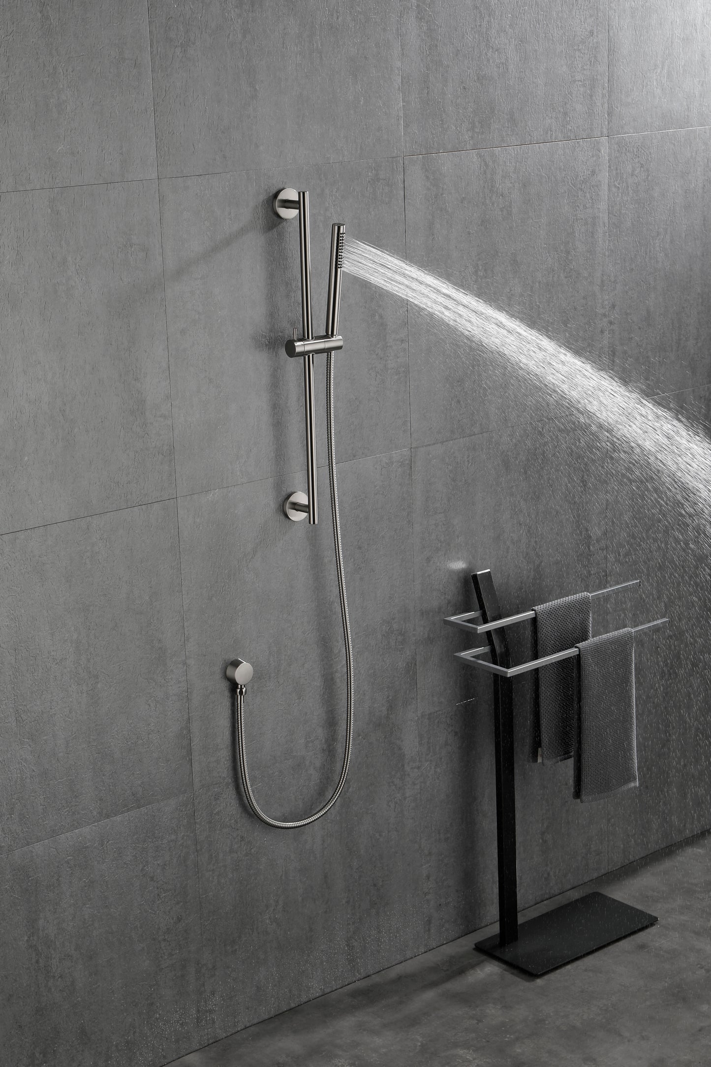 Shower System 10 Inch Square Bathroom Luxury Rain Mixer Shower Combo Set Pressure Balanced Shower System with Shower Head, Hand Shower, Slide Bar, Shower Arm, Hose, and Valve Trim