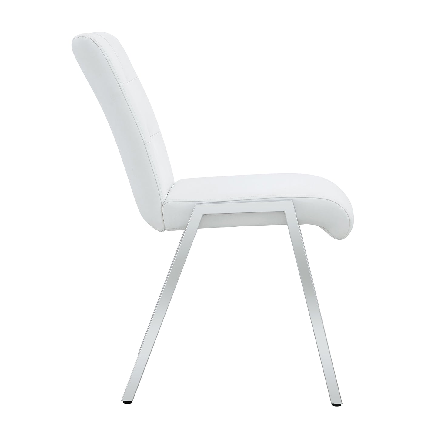 Grid shaped armless high back dining chair,2-piece set, office chair. Applicable to dining room, living room, kitchen and office.White  Chair and Electroplated metal leg