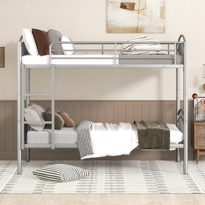 Twin Over Twin Metal Bunk Bed,Divided into Two Beds(Silver)（OLD SKU:MF280424AAN）