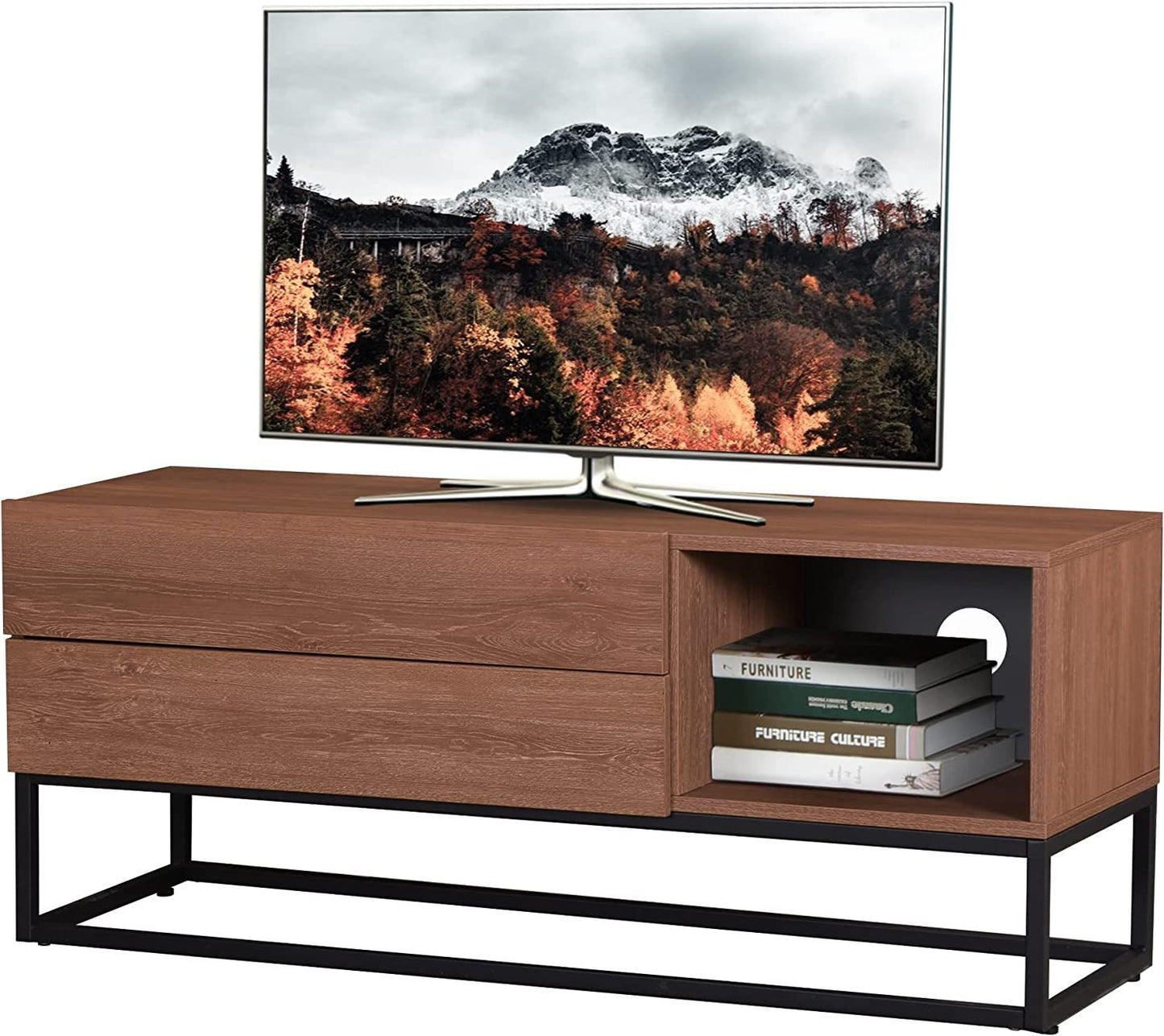 Entertainment Center with Storage, Modern TV Stand Media Cnsole for TV up to 50 inch for Living Room Bedroom