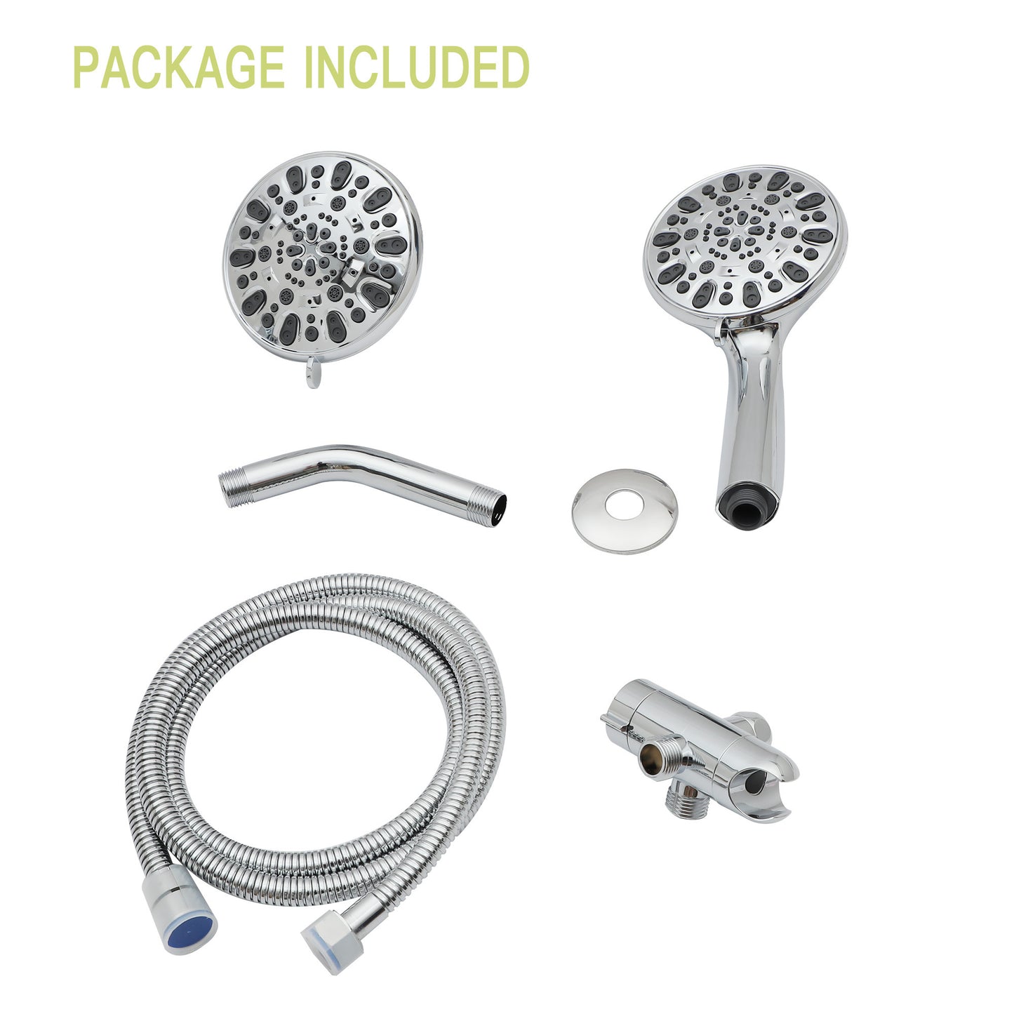 Multi Function Dual Shower Head - Shower System with 4.7" Rain Showerhead, 7-Function Hand Shower,Chrome