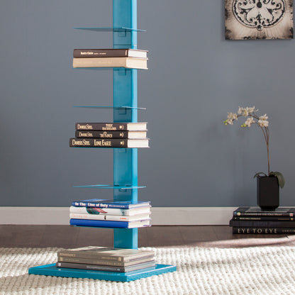 Stewartby Spine Tower Shelf - Bright Cyan