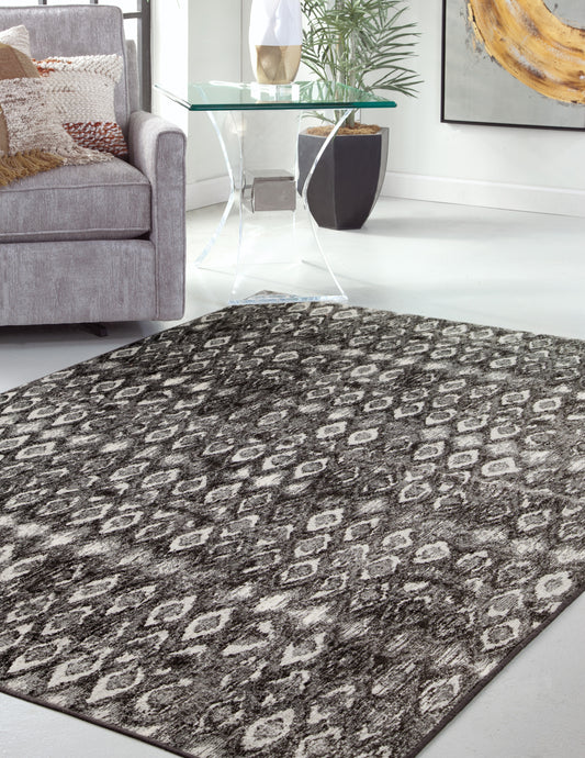 Mabel Charcoal, Grey, and Ivory Area Rug 5x8