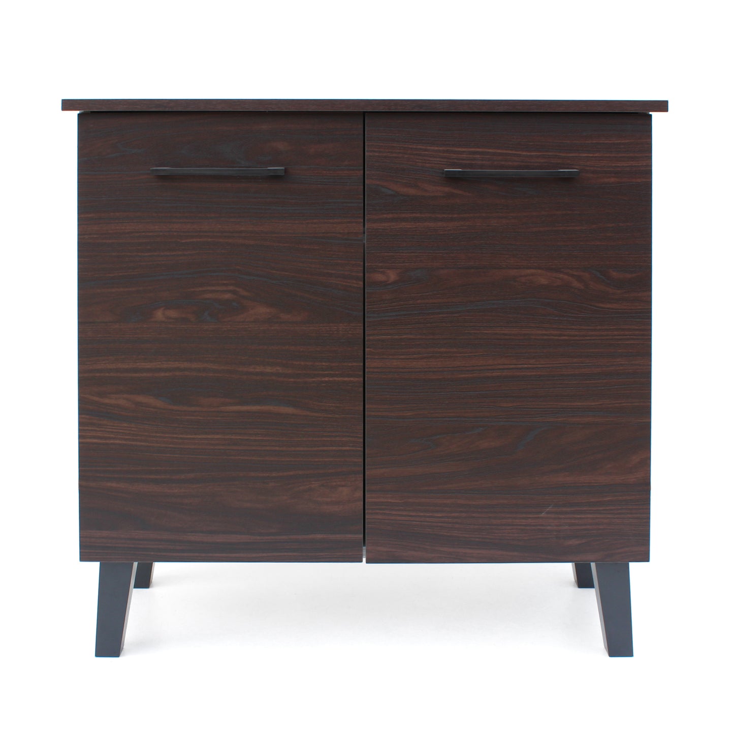 Willson Modern 3-Shelf Walnut Finished Faux Wood Cabinet with Oak Accent