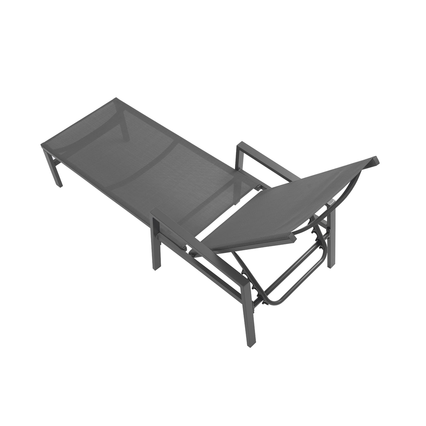 2 Pieces Set Patio Lounge Chair, Textilene Aluminum Pool Lounge Chair Set, Patio Chaise Lounges With Armrests For Patio Backyard Porch Garden Poolside