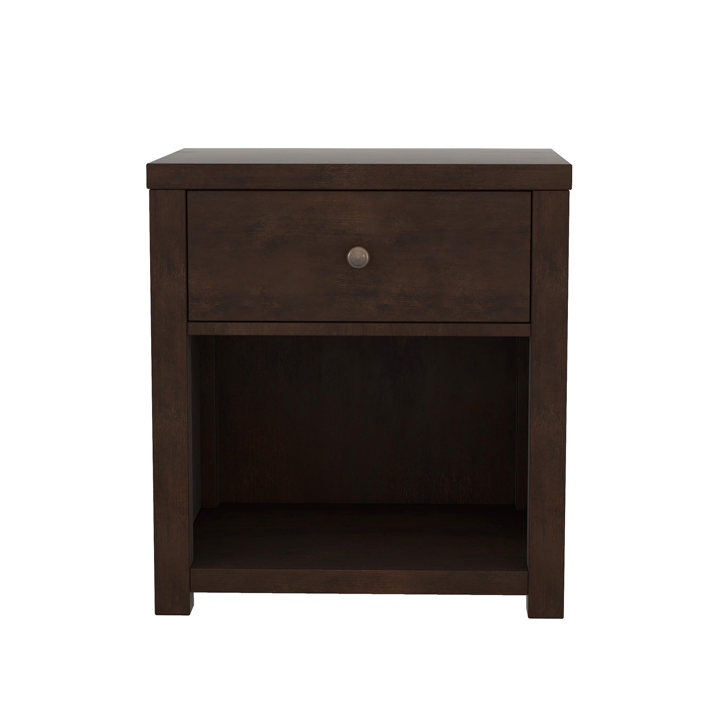 Vintage Aesthetic 1 Drawer Solid Wood Nightstand Sofa End Table in Rich Brown (Nightstand of Freely Configurable Bedroom Sets)