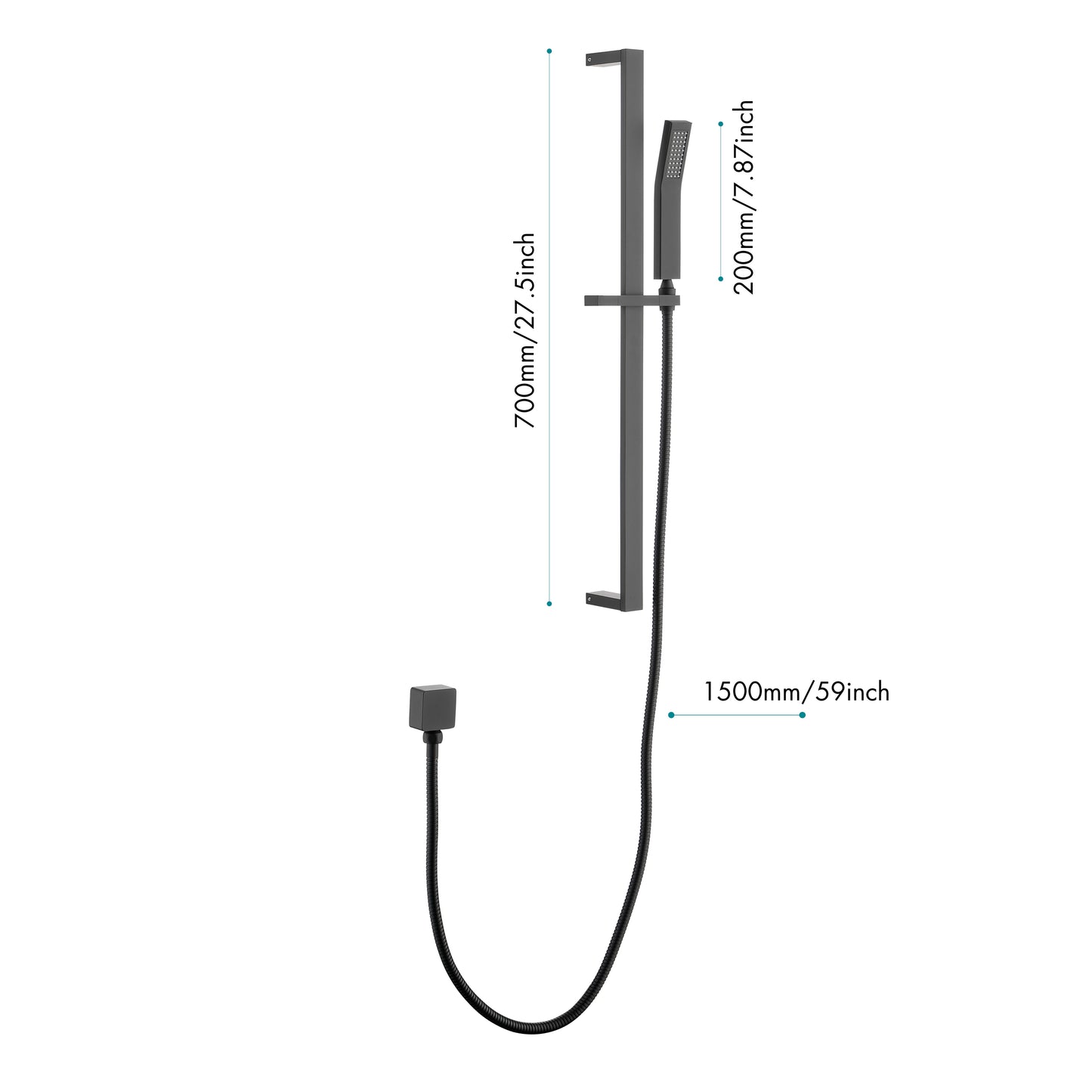 Shower System Square Bathroom Luxury Rain Mixer Shower Combo Set Pressure Balanced Shower System with Shower Head, Hand Shower, Slide Bar, Shower Arm, Hose, and Valve Trim