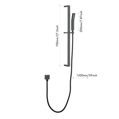 Shower System Square Bathroom Luxury Rain Mixer Shower Combo Set Pressure Balanced Shower System with Shower Head, Hand Shower, Slide Bar, Shower Arm, Hose, and Valve Trim