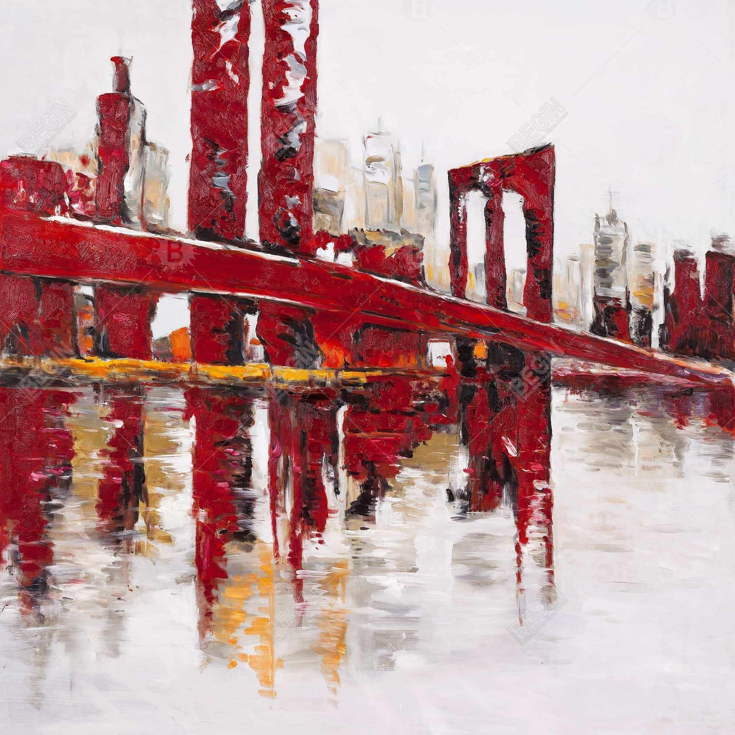 Abstract and industrial red bridge - 32x32 Print on canvas