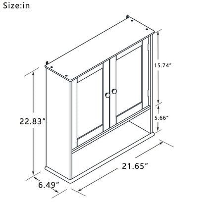 Bathroom Wall Cabinet with Doule Mirror Doors and Shelvs