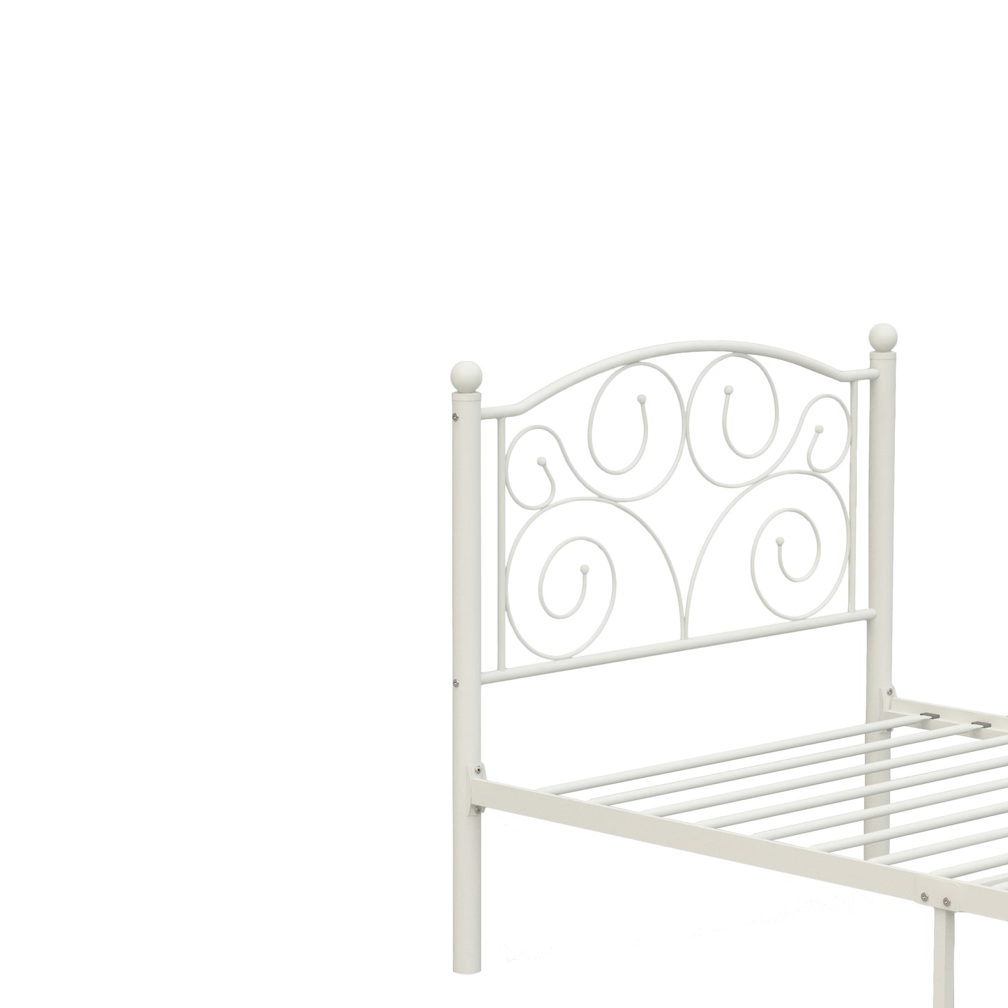 Twin Size Unique Flower Sturdy System Metal Bed Frame with Headboard and Footboard