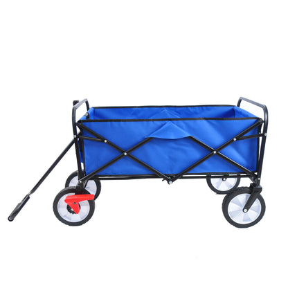 Folding Wagon Garden Shopping Beach Cart (blue)