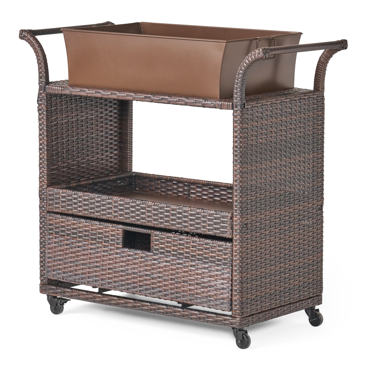 Christopher Knight Home Manka Indoor Wicker Convenience Bar Cart, Brown