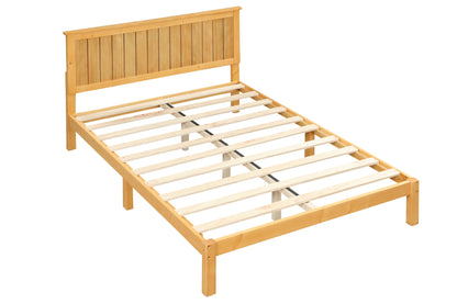 Platform Full Bed with Headboard,Natural