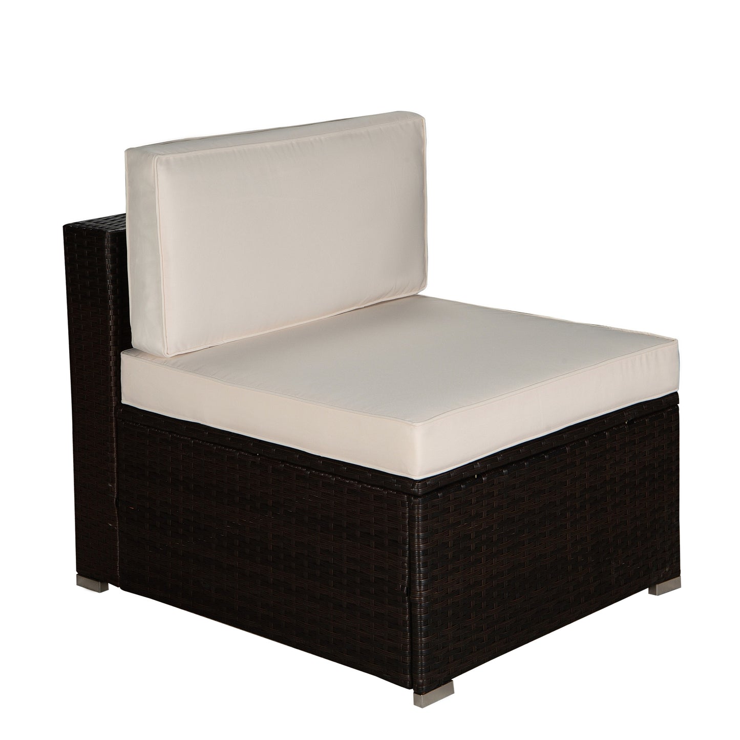 Outdoor Garden Patio Furniture 6-Piece Brown PE Rattan Wicker Sectional Beige Cushioned Sofa Sets