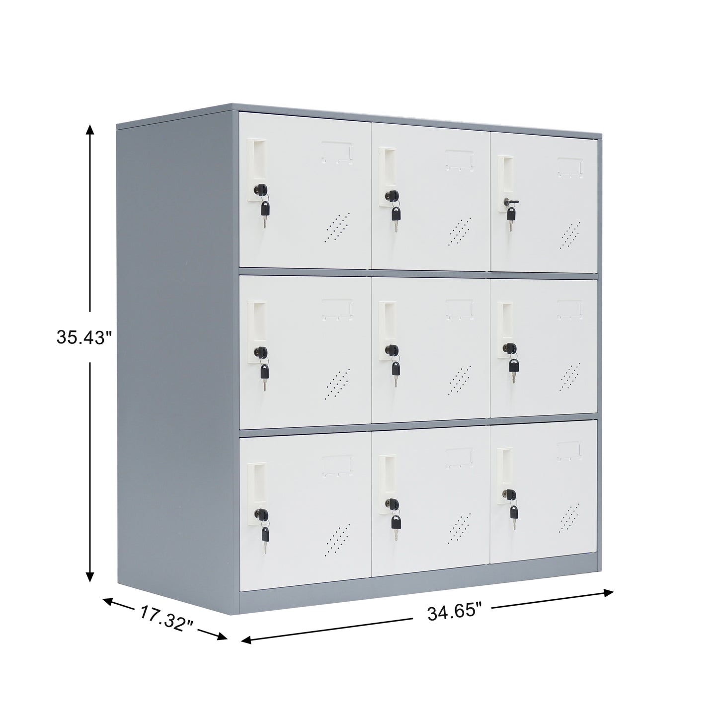 9 Doors Metal Storage Cabinet with Card Slot, Organizer,Shoes and Bags Steel Locker for Office, Home, Bank, School, Gym