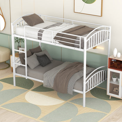 Twin Over Twin Metal Bunk Bed,Divided into Two Beds(White)（OLD SKU:MF280424AAK）