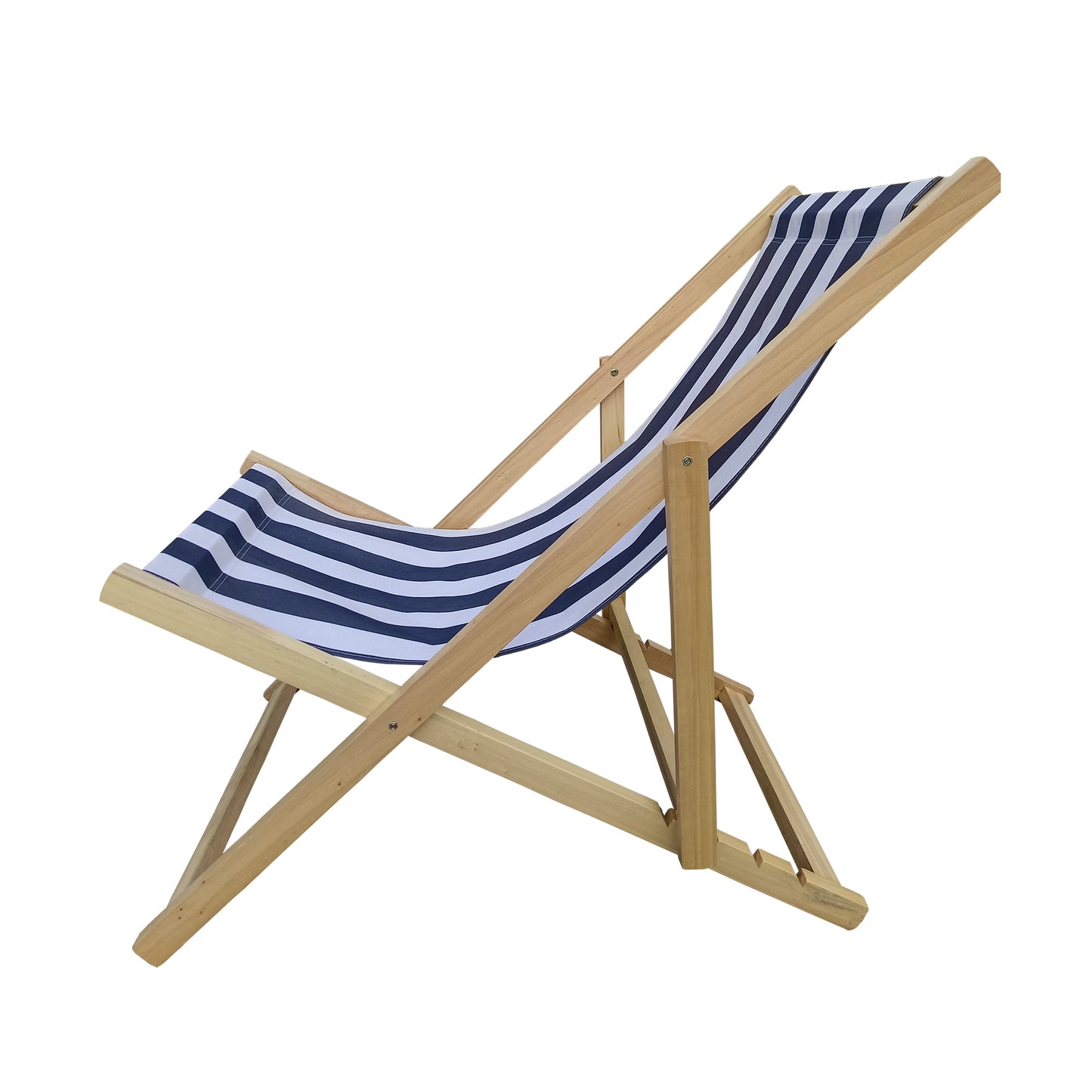 populus wood sling chair blue Stripe Broad blue Stripe （color: Dark blue）folding chaise lounge chair