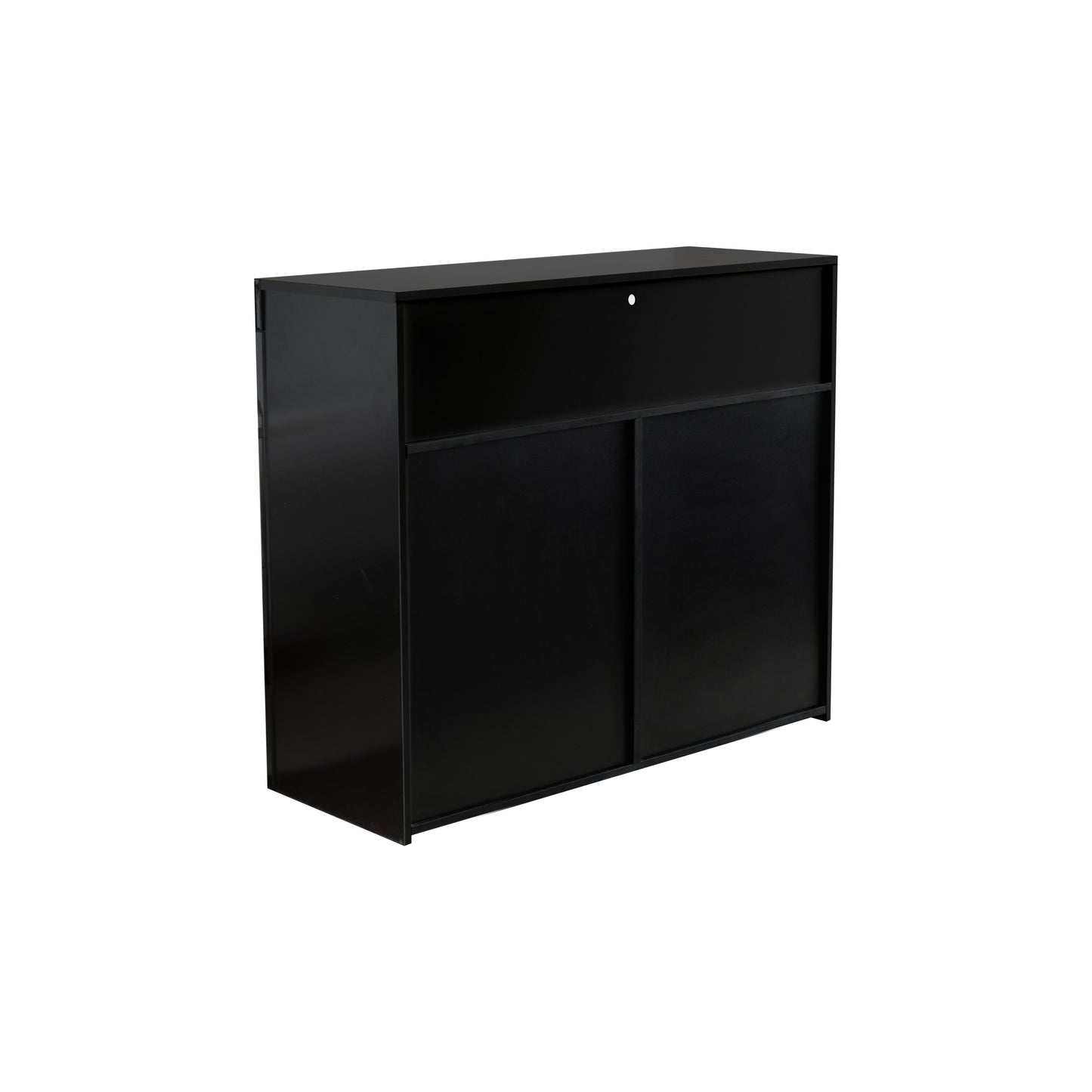 Living Room Sideboard Storage Cabinet Black High Gloss with LED Light, Modern Kitchen Unit Cupboard Buffet Wooden Storage Display Cabinet TV Stand with 2 Doors for Hallway Dining Room