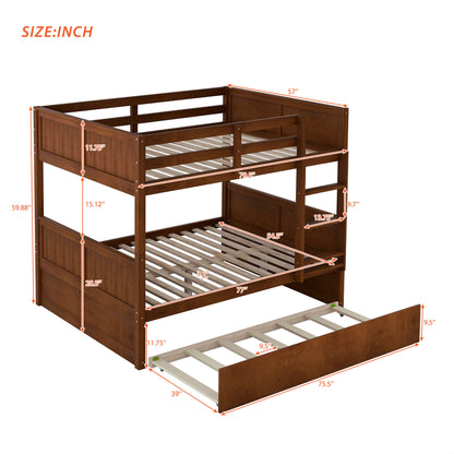 Full Over Full Bunk Bed with Twin Size Trundle, Walnut （ old sku: LP000250AAL)